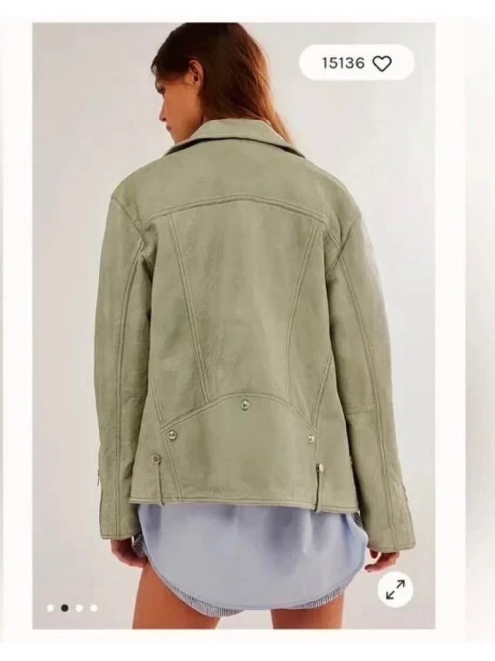 Free People Olive Green Suede Moto Jacket - Picture 3 of 3